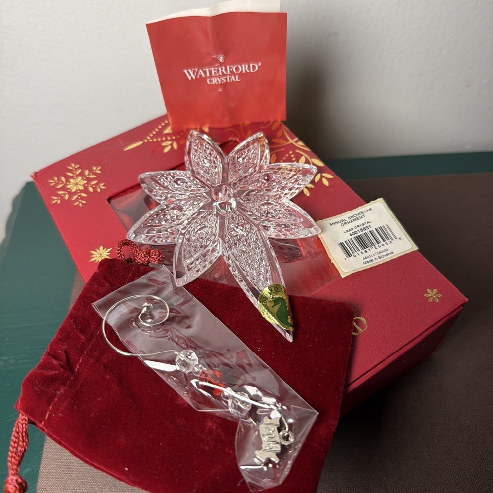 Waterford Crystal Snowstar Annual Ornament In Box Christmas Holiday
